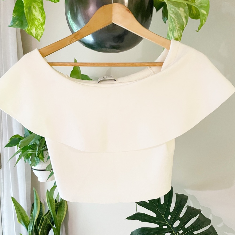 Babaton Marek Off Shoulder Knit Top White Medium